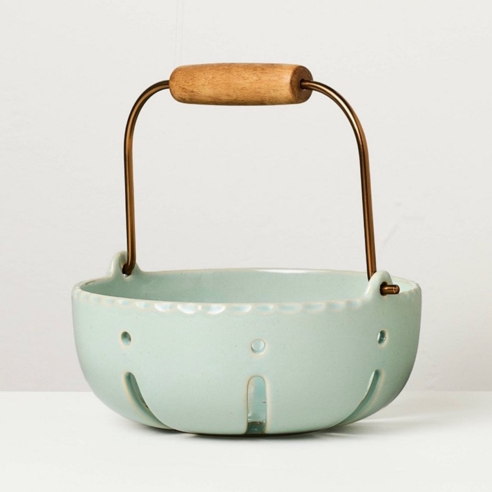 Stoneware Berry Serving Bowl with Handle Blue - Hearth & Hand™ with Magnolia